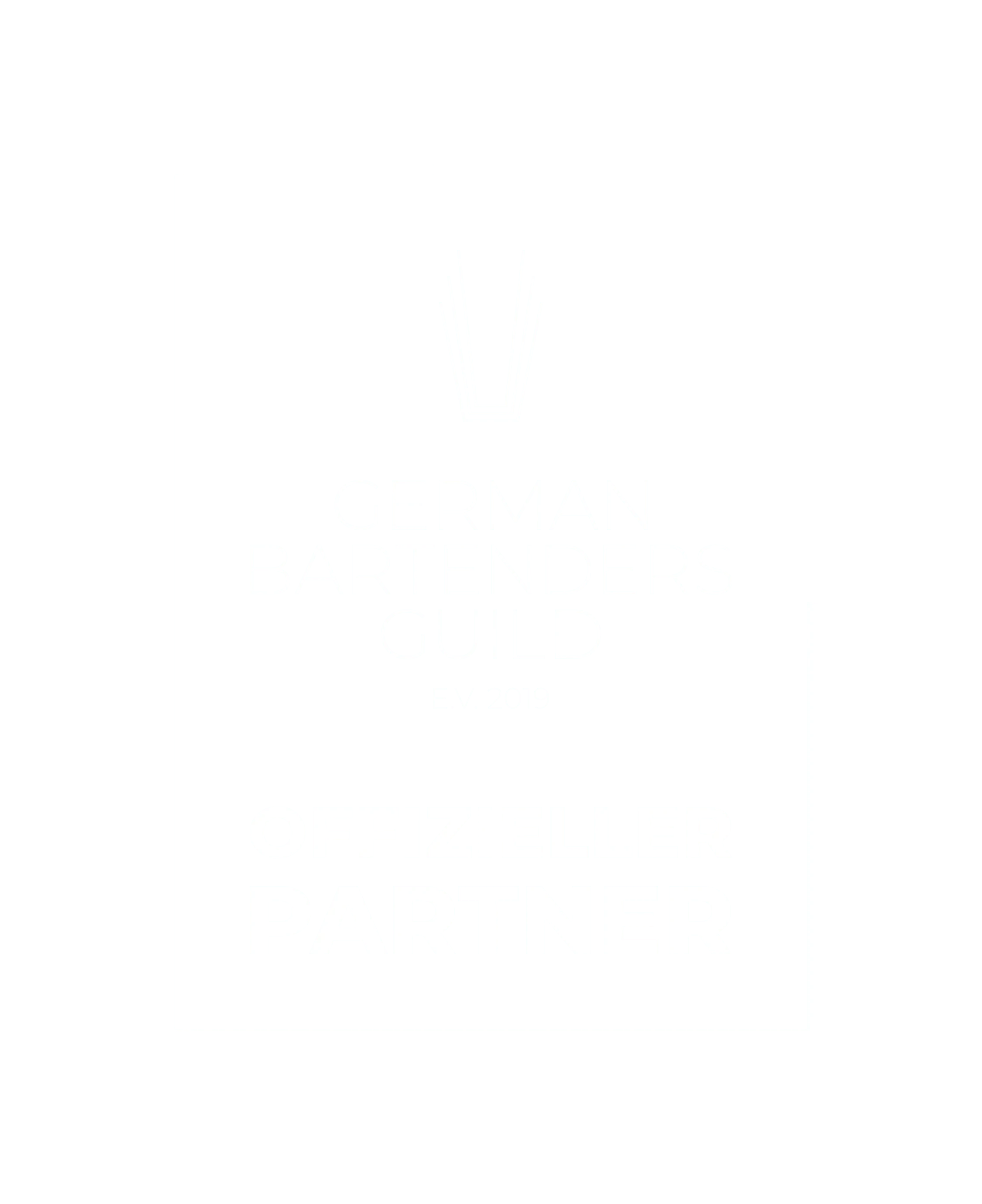 Blaugraues Logo einer Organisation für Barkeeper aus dem Jahr 2019 zeigt einen Cocktailshaker.
